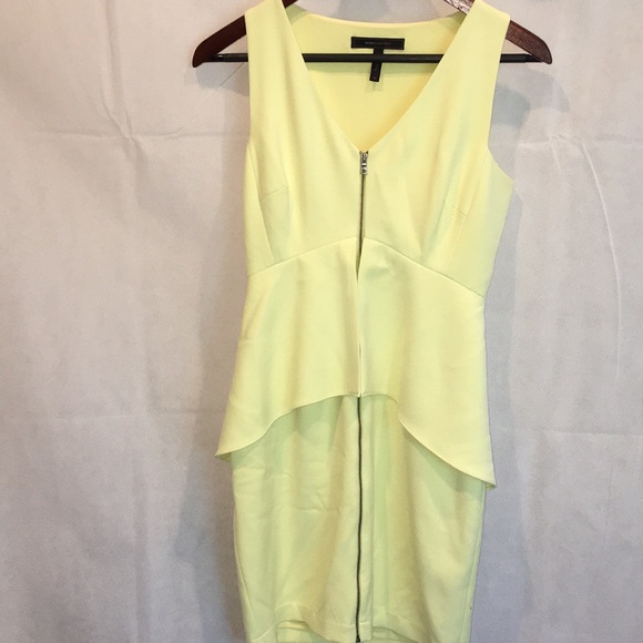 BCGB Maxazria Light Citrine V-Neck Sleeveless Front Zipped Dress | Size 2 - Picture 1 of 8